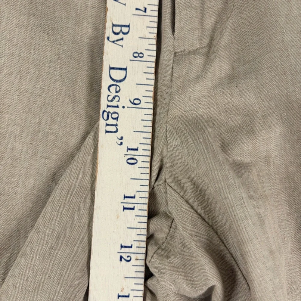 Cubavera Mens 32x34 Khaki Linen Blend Beachcore Flat Front Pants Old Money